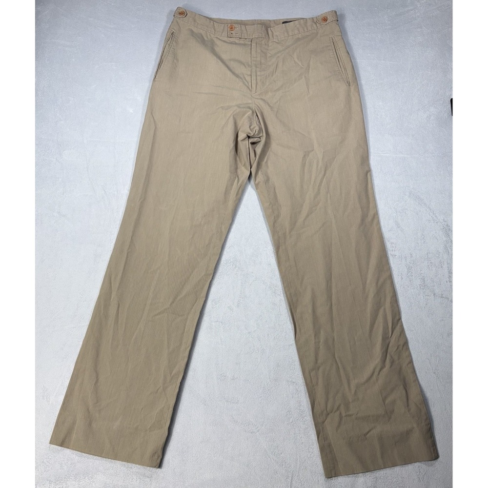 John Varvatos Pants Men's 52 Striped Brown Straight Cut Relaxed Fit Italy Made